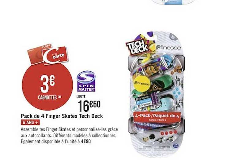 pack de 4 finger skates tech deck