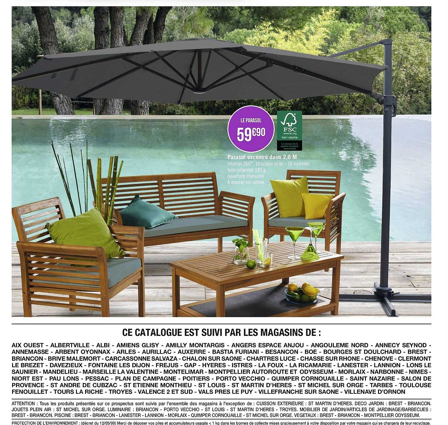 parasol excentré daim 2,6 m