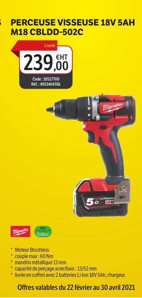 perceuse visseuse 18v 5ah m18 cbldd-502c