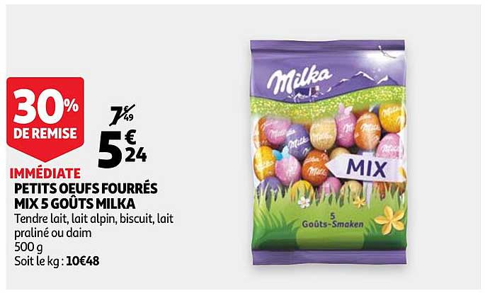 petits oeufs fourrés mix 5 goûts milka