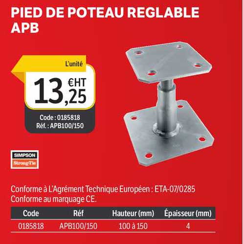 pied de poteau reglable apb simpson