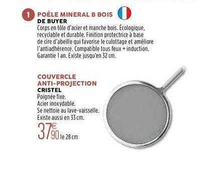 poêle mineral b bois, couvercle anti-projection cristel