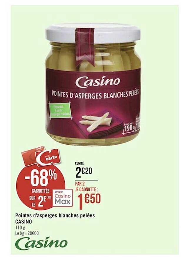 pointes d'asperges blanches pelées casino