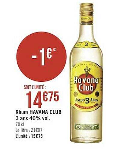 rhum havana club 3 ans 40% vol.