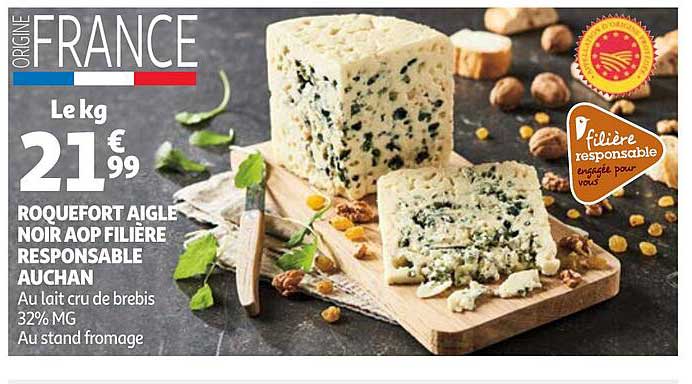 roquefort aigle noir aop filière responsable auchan