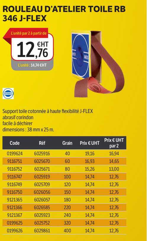 rouleau d'atelier toile rb 346 j-flex