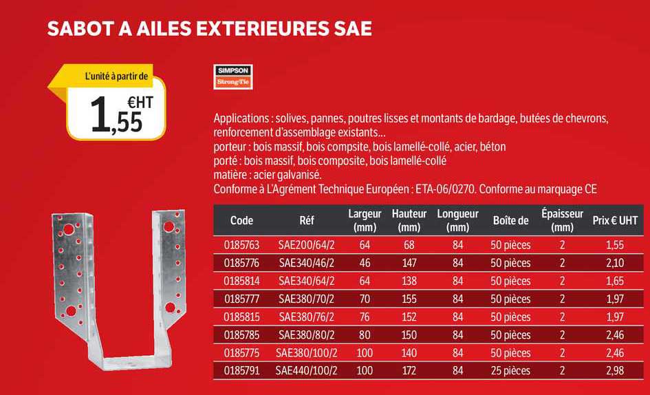 sabot à ailes extérieurs sae simpson