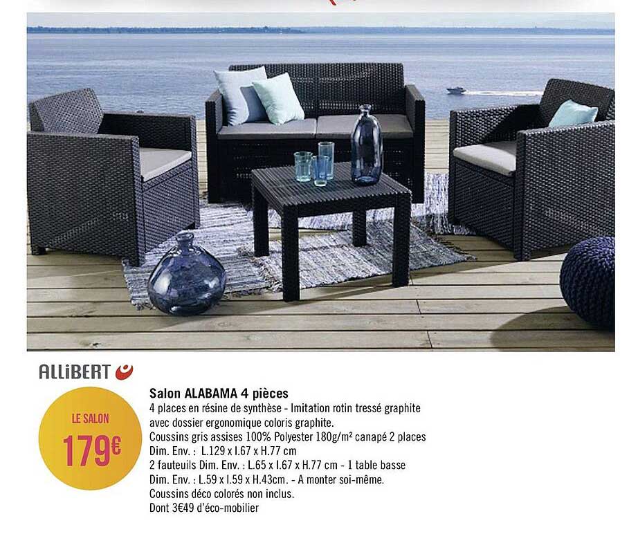 salon alabama 4 pièces allibert