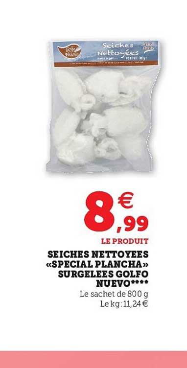 seiches nettoyées «spécial plancha» surgelées golfo nuevo
