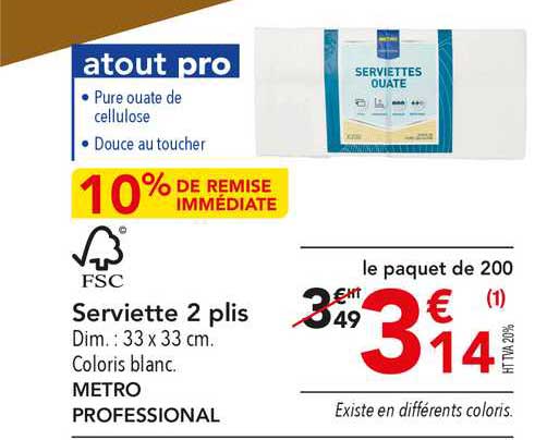 serviette 2 plis metro professional