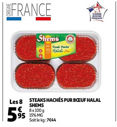 steaks hachés pur bœuf halal shems