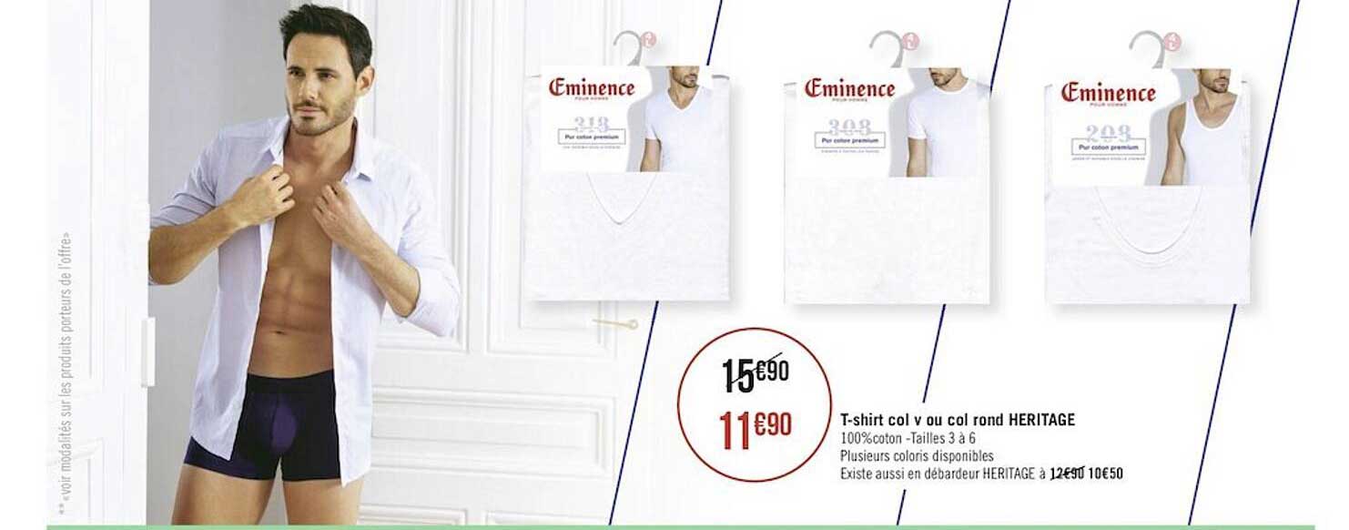 t-shirt col v ou col rond heritage