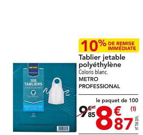 Tablier Jetable Polyéthylène Metro Professional