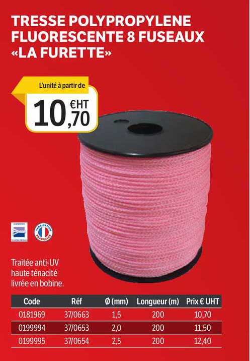 Tresse Polypropylène Fluorescente 8 Fuseaux «la Furette»