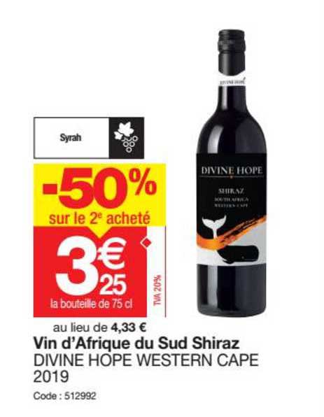 vin d'afrique du sud shiraz divine hope western cape 2019