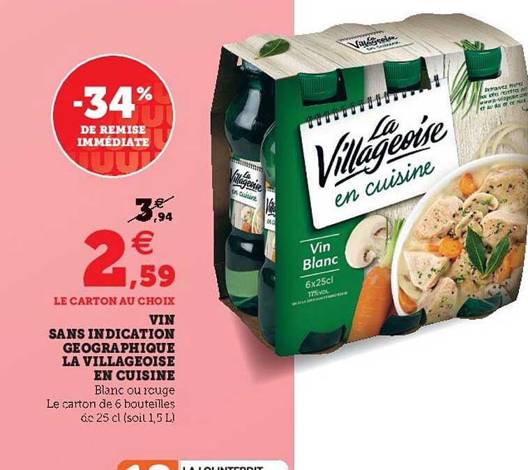 vin sans indication géographique la villageoise en cuisine
