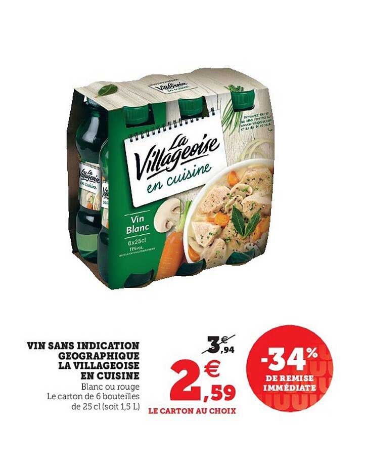vin sans indication géographique la villageoise en cuisine
