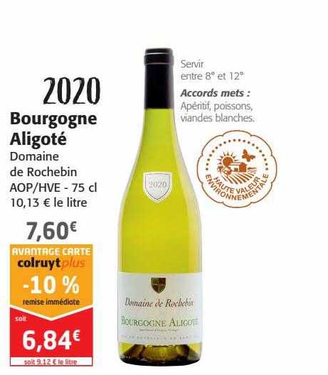 2020 bourgogne aligoté domaine de rochebin aop hve