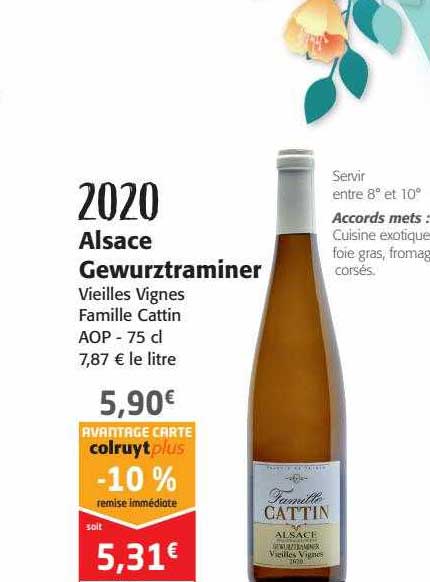 2021 alsace gewurztraminer vieilles vignes famille cattin aop