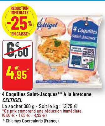 4 coquilles saint-jacques à la bretonne celtigel