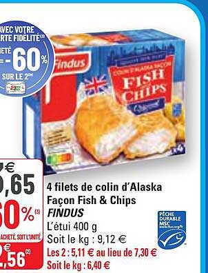 4 filets de colin d'alaska façon fish & chips findus