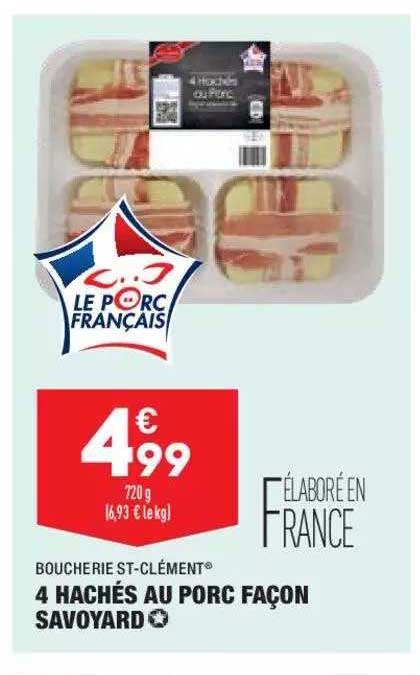 4 Hachés Au Porc Façon Savoyard Boucherie St-clément