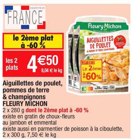 aiguillettes de poulet, pommes de terre & champignons fleury michon