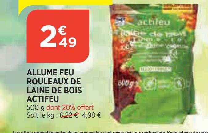 allume feu rouleaux de laine de bois actifeu