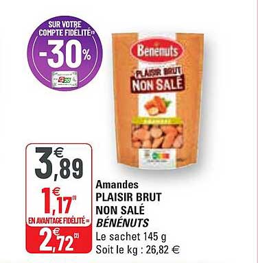 Amandes Plaisir Brut Non Salé Bénénuts