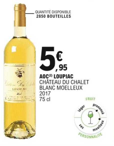 Aoc Loupiac Château Du Chalet Blanc Moelleux 2017