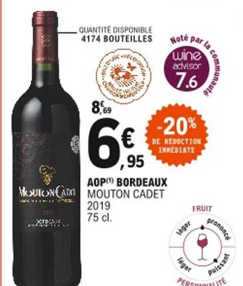 aop bordeaux mouton cadet 2019 -20% de réduction immédiate