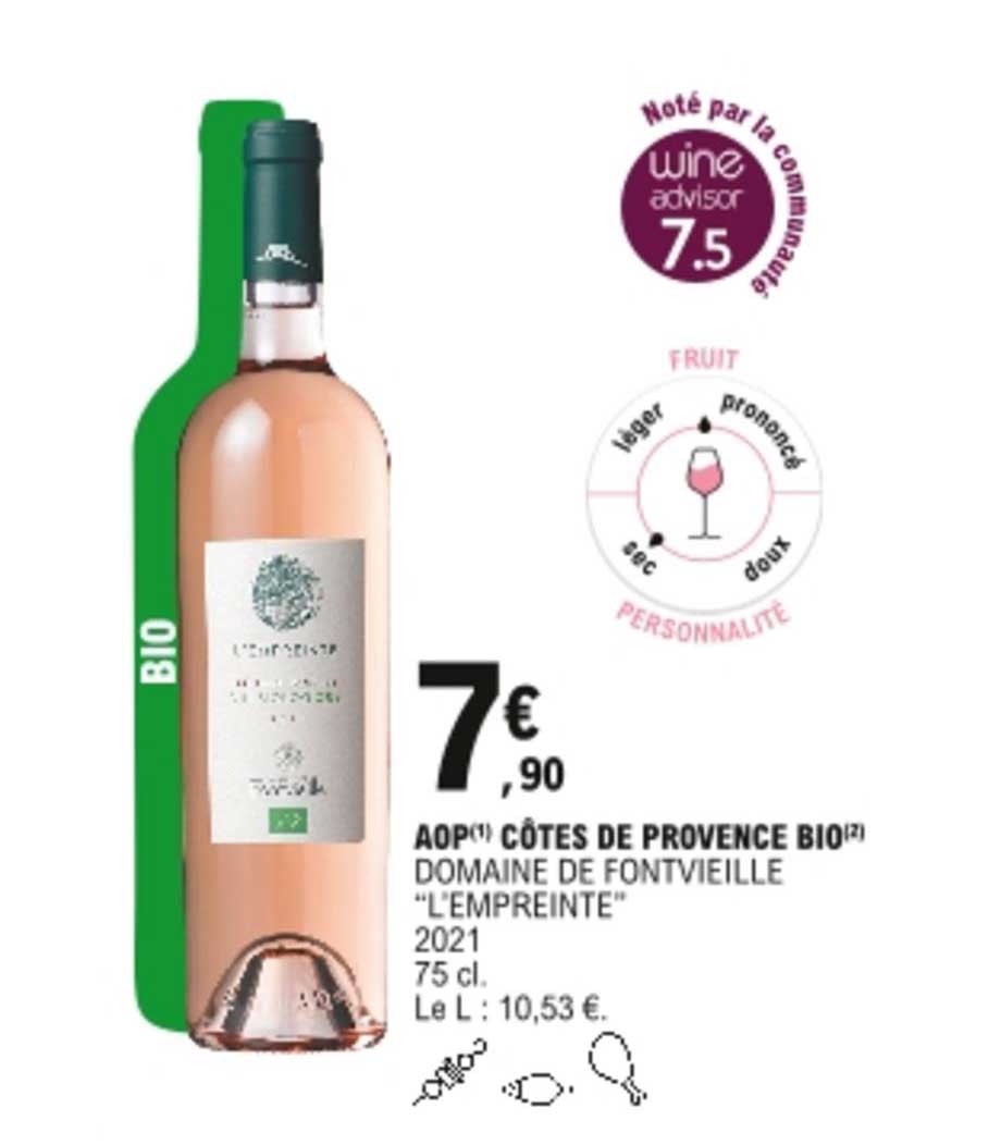 aop côtes de provence bio domaine de fontvieille l'empreinte 2021