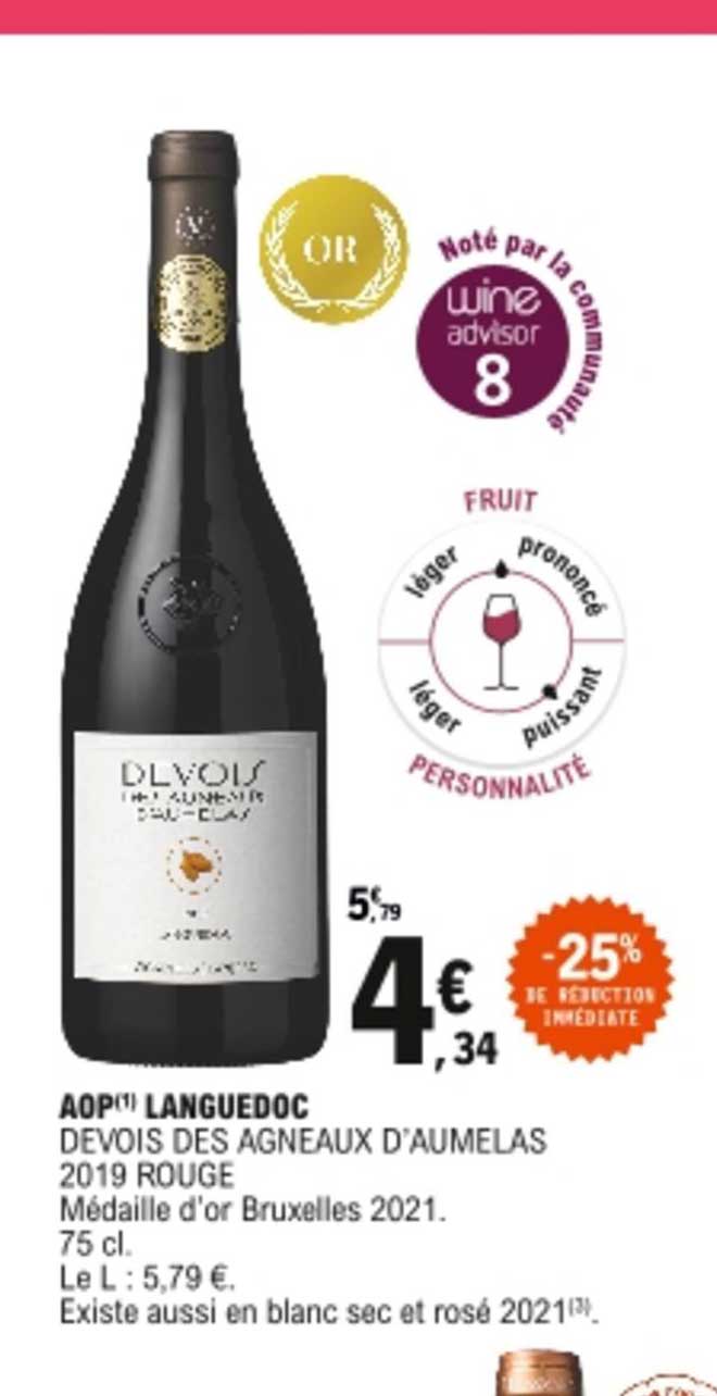 aop languedoc devois des agneaux d'aumelas 2019 rouge