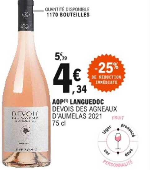 aop languedoc devois des agneaux d'aumelas 2021 -25% de réduction immédiate