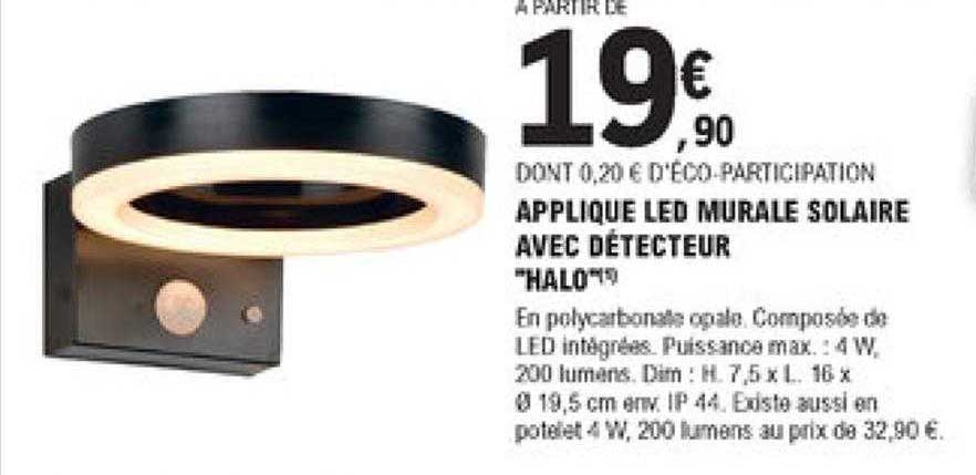 Applique Led Mural Solaire Avec Détecteur Halo