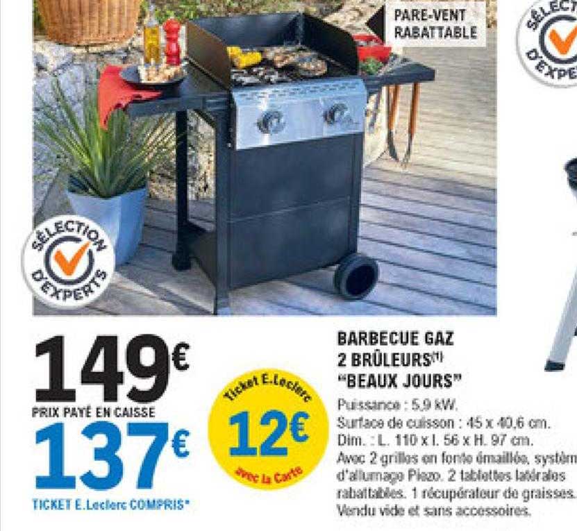 barbecue gaz 2 brûleurs "beaux jours"