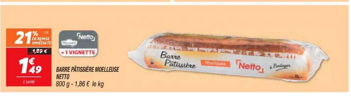 barre pâtissière moelleuse netto