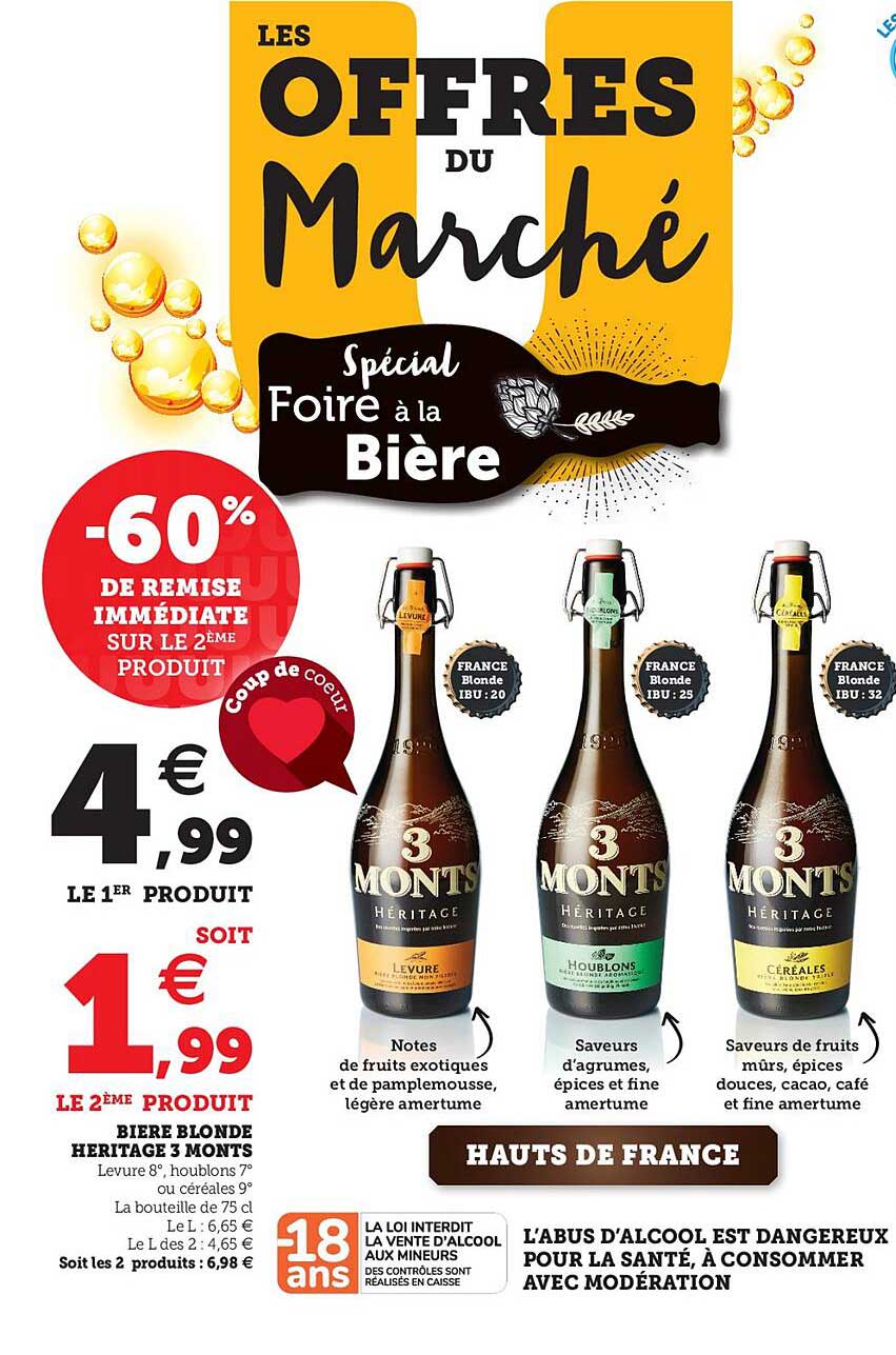 bière blonde heritage 3 monts -60% de remise immédiate sur le 2ème produit