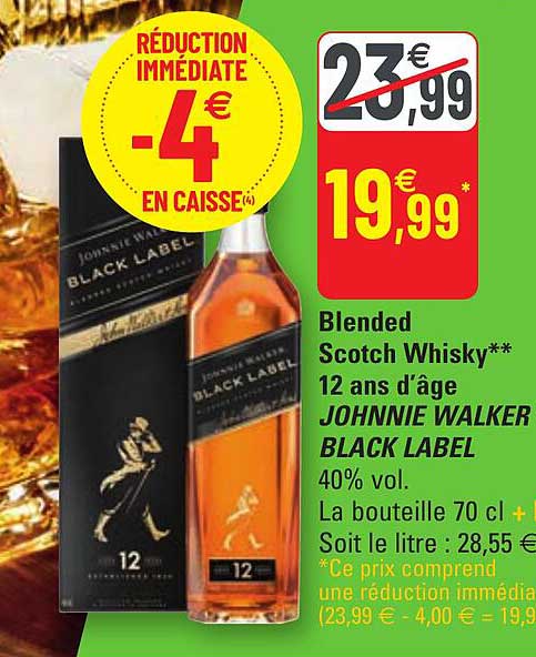 blended scotch whisky 12 ans d'âge johnnie walker black label
