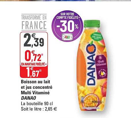 Boisson Au Lait Et Jus Concentré Multi Vitaminé Danao