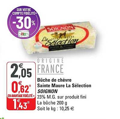 bûche de chèvre sainte maure la sélection soignon