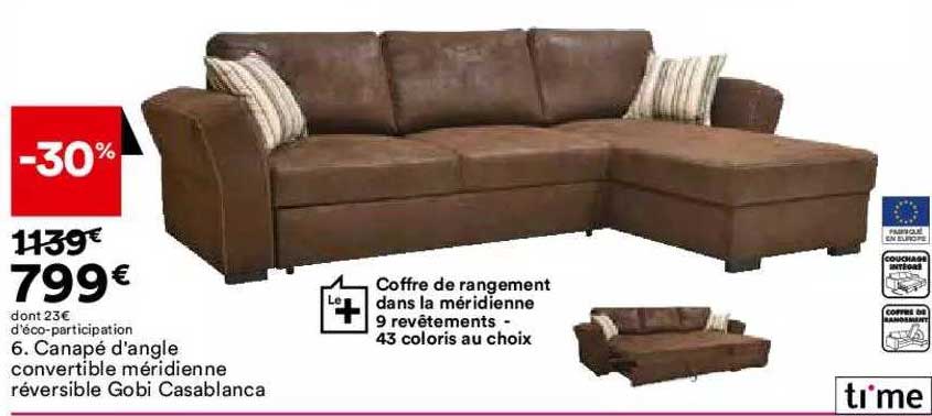 canapé d'angle convertible méridienne réversible méridienne réversible gobi casablanca time