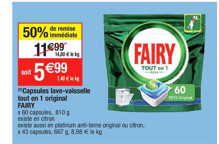 capsules lave-vaisselle tout en 1 original fairy