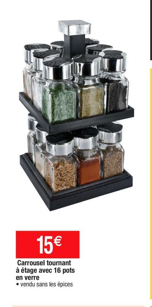 carrousel tournant à étage avec 16 pots en verre