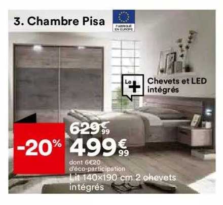 chambre pisa lit + 2 chevets intégrés