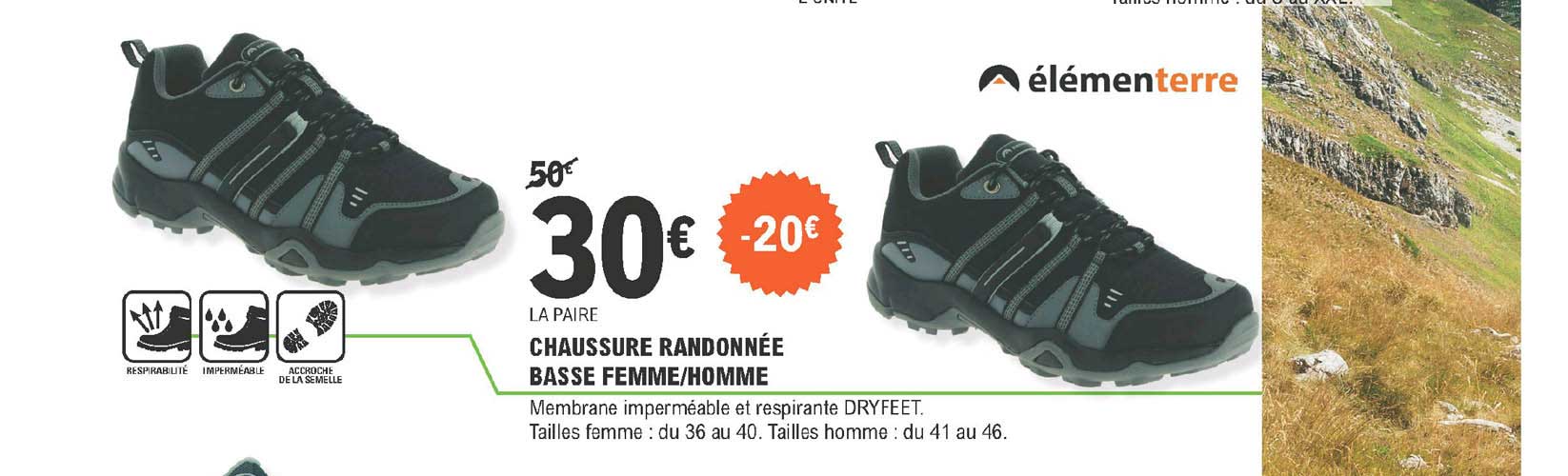 chaussure randonnée basse femme ou homme élémenterre
