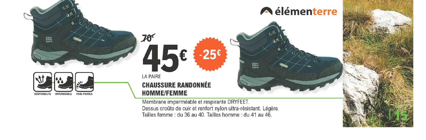 chaussure randonnée homme ou femme élementerre