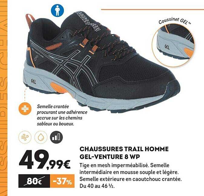 chaussures trail homme gel-venture 8 wp