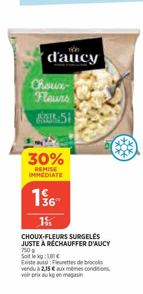 choux-fleurs surgelés juste à réchauffer d'aucy