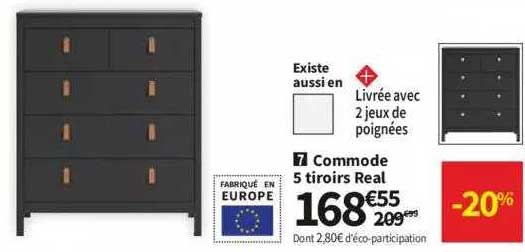 commode 5 tiroirs real